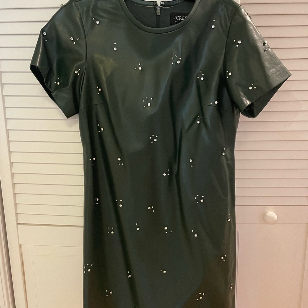 J. Crew Dark Green Studded Mini Dress